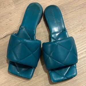 Bottega Veneta Blue Quilted Mules
